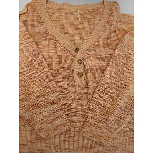 Free People Mercury‎ Heathered Henley V Neck Long Sleeve Sweater Women’s Size M - Picture 9 of 9